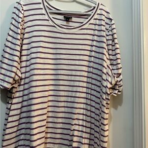 Striped Short Sleeve Tee in white and Purple